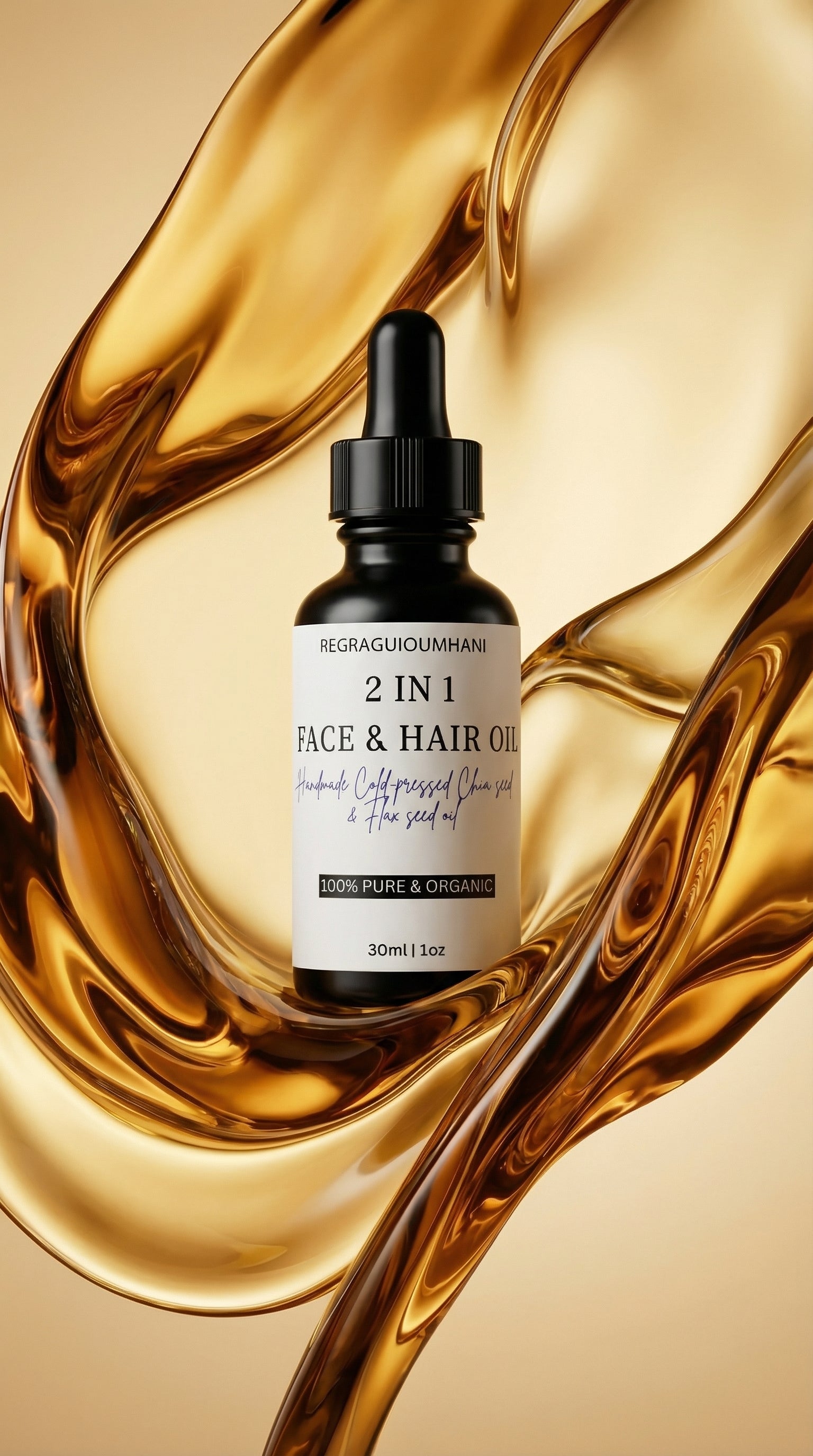 The Powerhouse: Pure Cold-Pressed Chia & Flax Oil: Nourishing Hair & Face oil